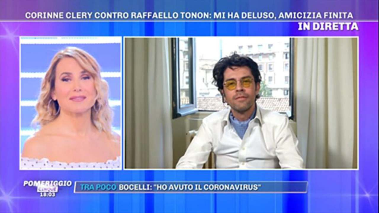 Pomeriggio 5, Raffaello Tonon fa una confessione a Barbara d'Urso su Corinne Cléry: "È il corso della vita" (video)