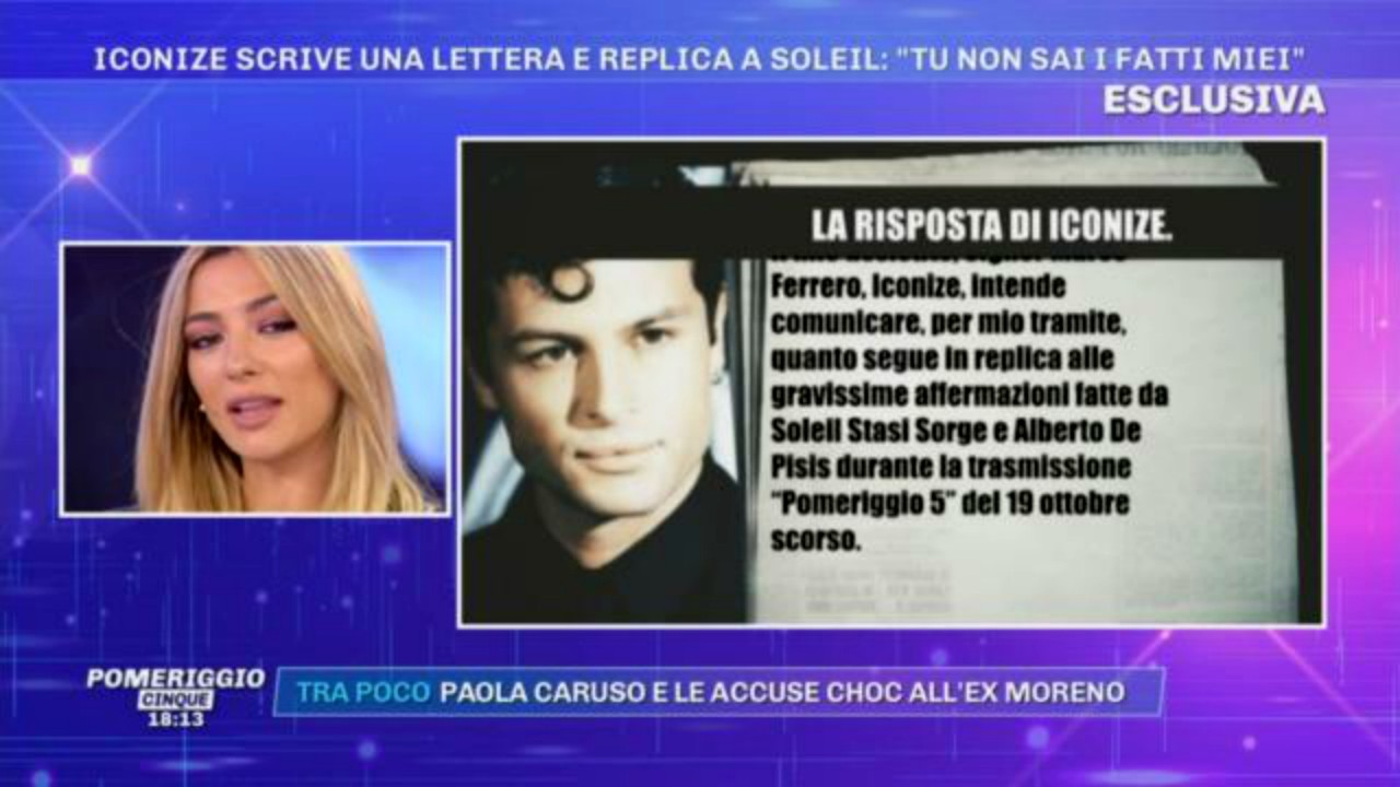 Iconize smentisce tutte le Dichiarazioni di Soleil Sorge a Pomeriggio 5 (VIDEO)
