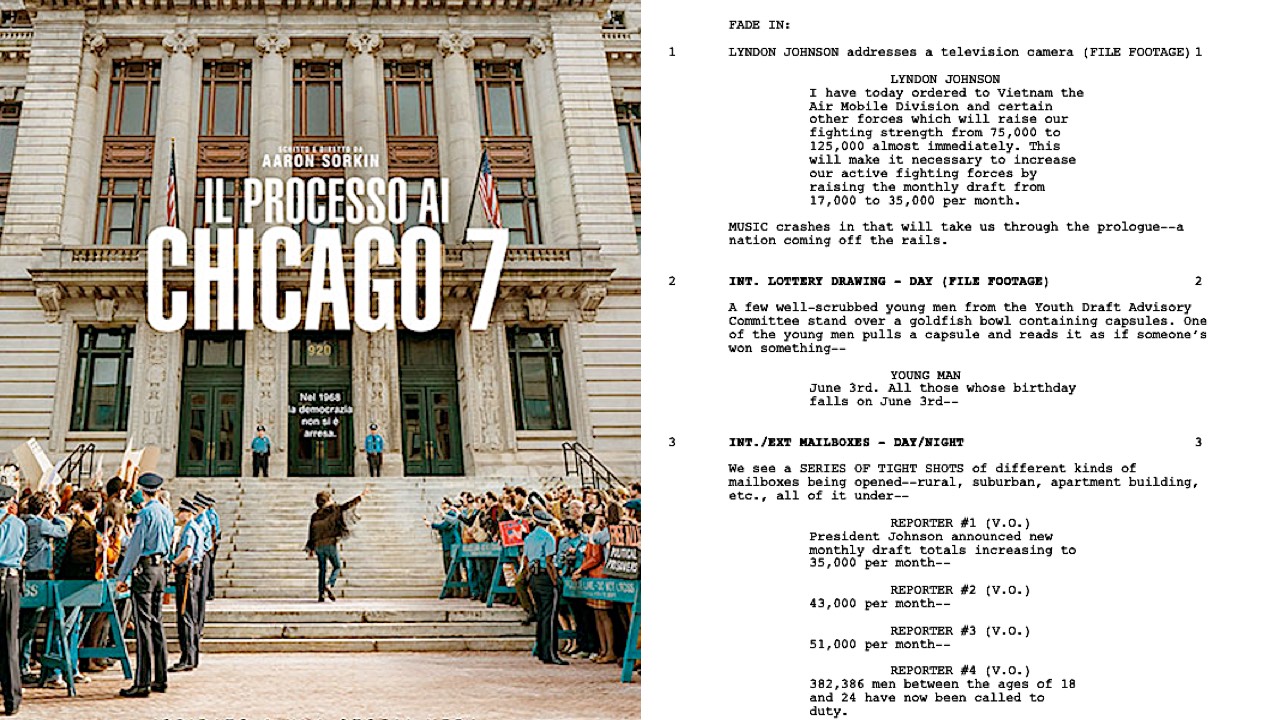 Il processo ai Chicago 7: scaricatevi da qui lo script di Aaron Sorkin, futuro candidato agli Oscar per il film