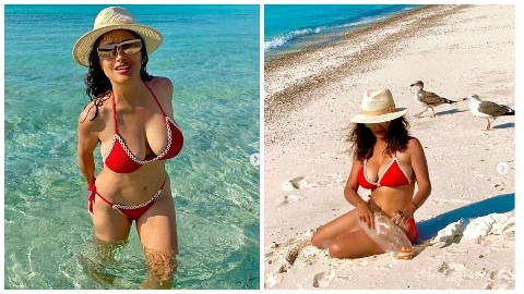 Le foto in bikini di Salma Hayek tramortiscono i colleghi: in rete è una pioggia di auguri