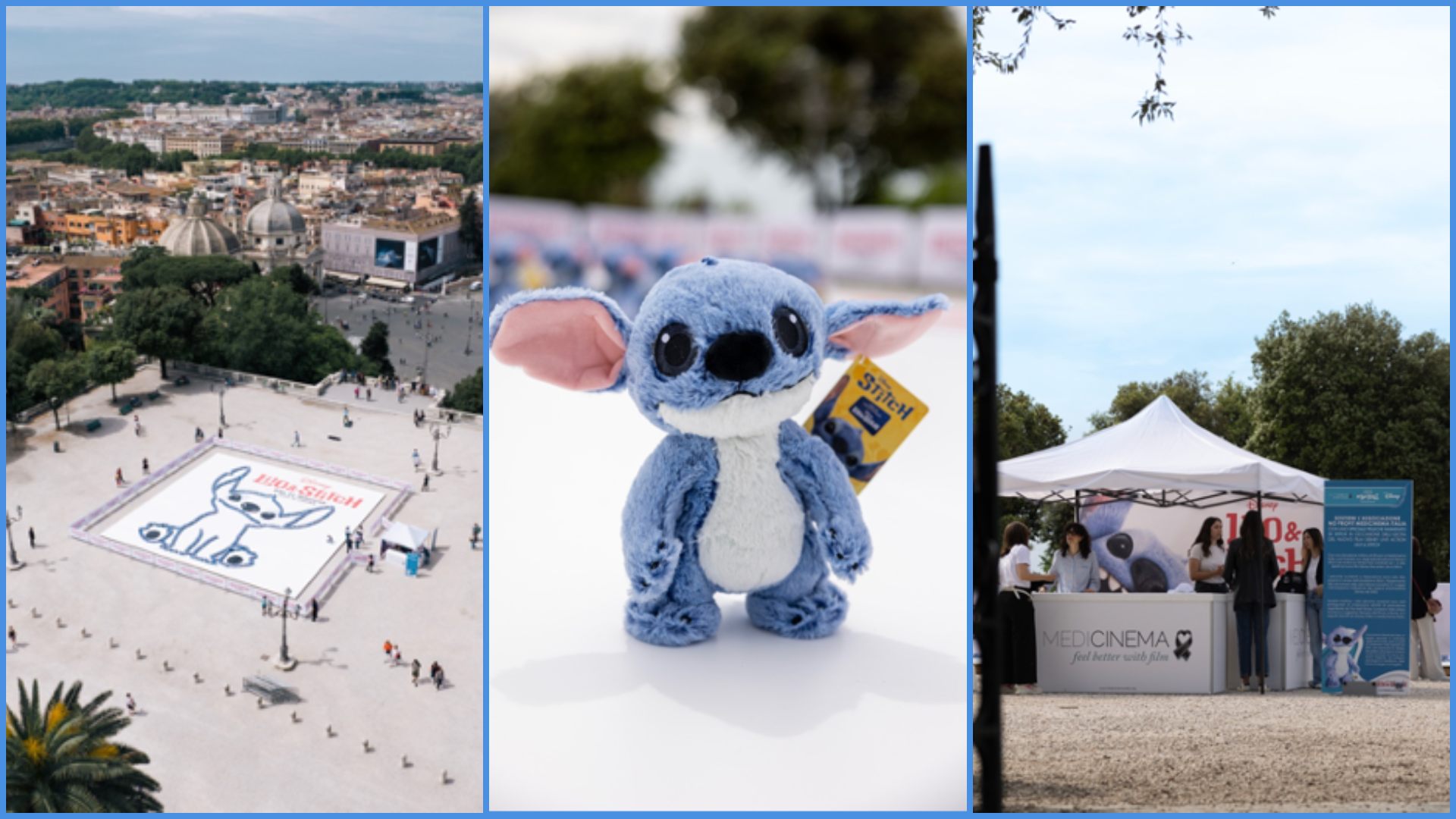 stitch ha invaso la terrazza del pincio per supportare medicinema italia