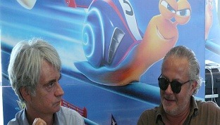 Turbo presentato a Vallelunga dai doppiatori Marco Guadagno e Claudio Bigagli