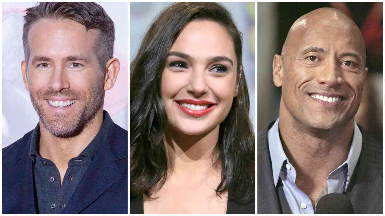 Ryan Reynolds con Gal Gadot e Dwayne Johnson in Red Notice per Netflix