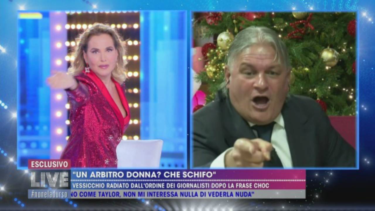 Barbara d’Urso insultata pesantemente da Sergio Vessicchio, lei reagisce adirata, video