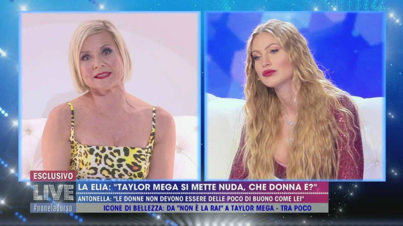 Live – Non è la d’Urso, Taylor Mega vs. Antonella Elia: la resa dei conti