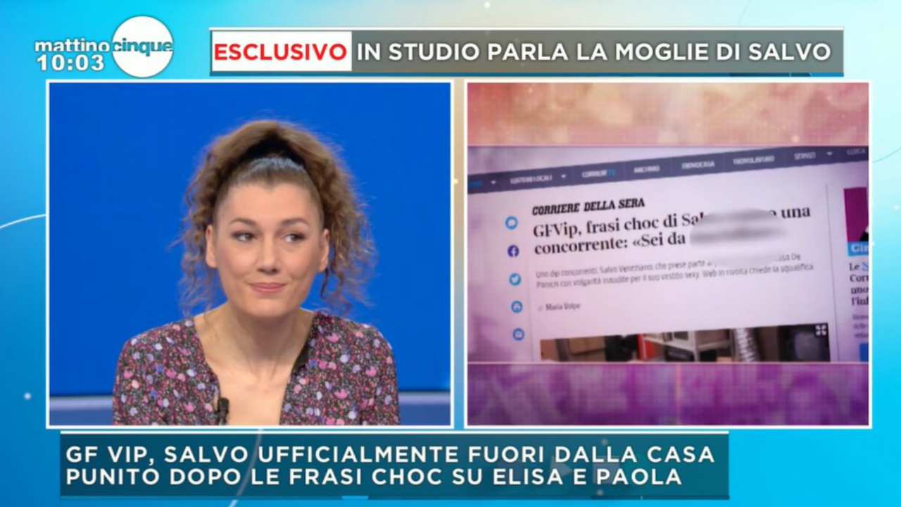 Grande Fratello Vip, la moglie di Salvo a Mattino Cinque: “L’ho sentito, non sta bene", video