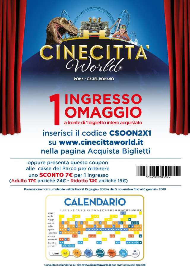 Cinecittà World Con Comingsoonit 2 Biglietti Al Prezzo Di Uno Se Acquisti Online