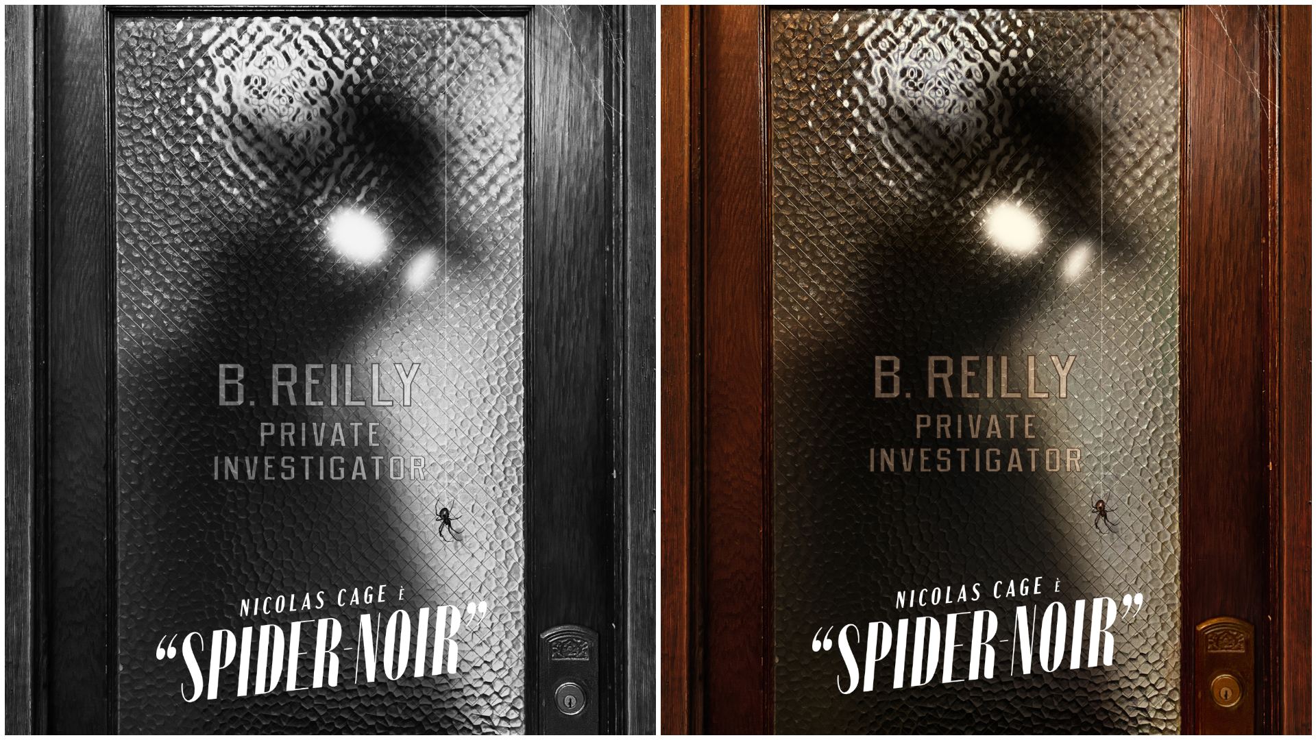 Spider Noir: I poster della serie con Nicolas Cage che sarà disponibile sia in bianco e nero che a colori